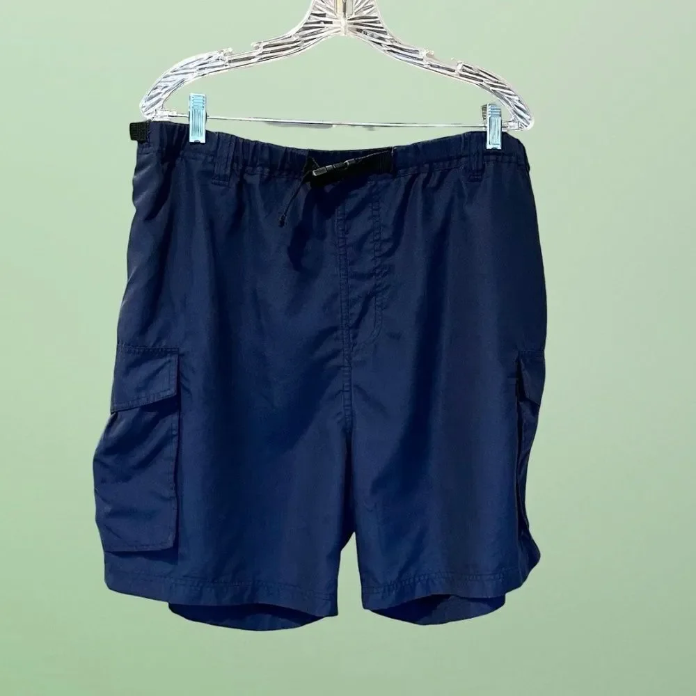A.C. Clothing Mens Lightweight Cargo Shorts - Elastic Waist Navy Blue XXL